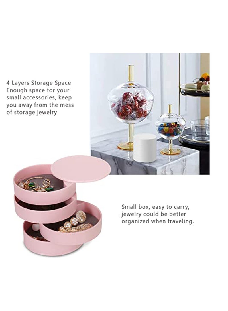 SYOSI Jewelry Organizer, Small Jewelry Storage Box Earring Holder for Women, 5-Layer Rotating Travel Jewelry Tray Case with Lid for Bracelets Rings Bracelets - Image 3