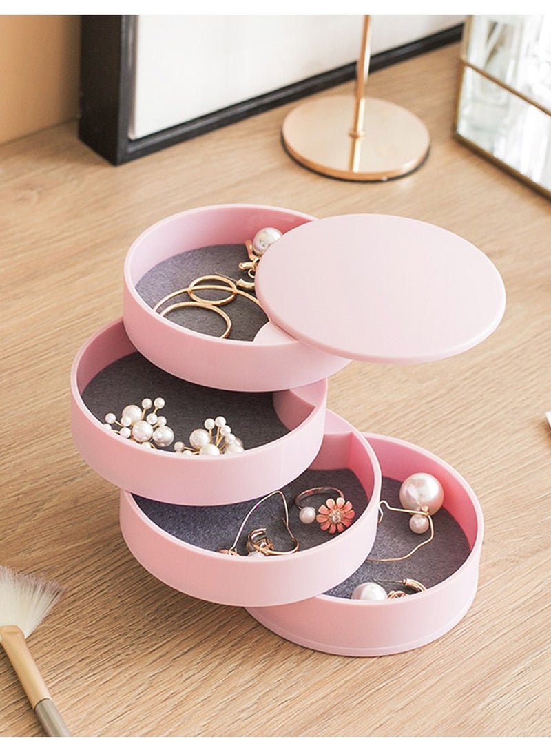 SYOSI Jewelry Organizer, Small Jewelry Storage Box Earring Holder for Women, 5-Layer Rotating Travel Jewelry Tray Case with Lid for Bracelets Rings Bracelets - Image 5