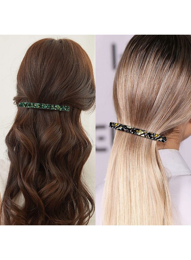 HYFEEL Long French Barrettes For Women Thin Thick Hair Large 4 Inch Hair Clips Ponytail Clamp Stylish Hair Accessories 3Pcs (Black Brown Green) - Image 2