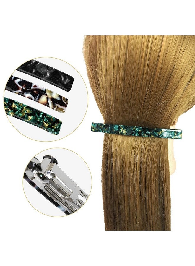 HYFEEL Long French Barrettes For Women Thin Thick Hair Large 4 Inch Hair Clips Ponytail Clamp Stylish Hair Accessories 3Pcs (Black Brown Green) - Image 5