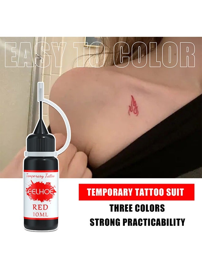 EELHOE Temporary Tattoo Suit, With 84 Pieces Self-Adhesive Tattoo Template Set, Temporary Tattoo Ink 3 Bottles, 3 Colors For Art Drawing Women Men Kids DIY Art Painting - Image 4