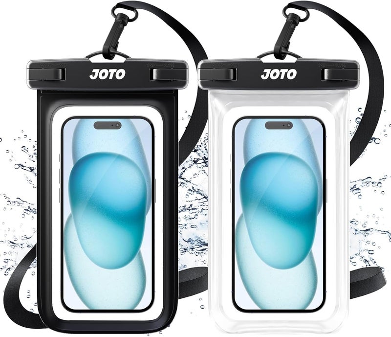 JOTO 2 Pack Waterproof Phone Pouch Cellphone Dry Bag Case for iPhone 17 Air 16 15 14 13 12 Pro Plus Max XR X 8 7 6S SE, Galaxy S23 S22 S22+ S21 up to 7" -Black/Clear - Image 1
