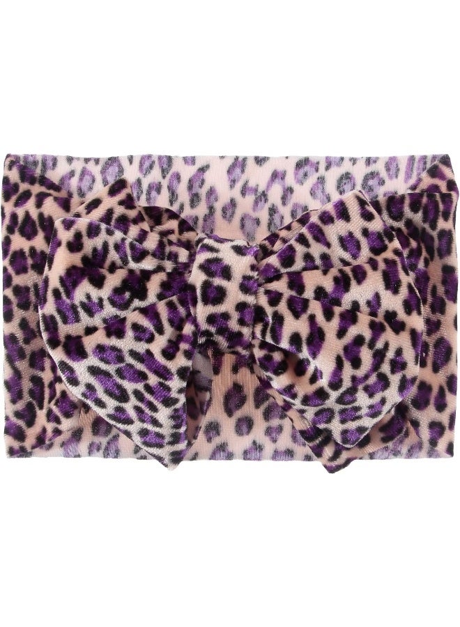 Nishine Nishine 5PCS Baby Girls Soft Wide Leopard Hair Turban Head Wraps Kids Stretchy Knotted Bows Headband for Children Hair Accessories Infant Headwraps  - Image 5