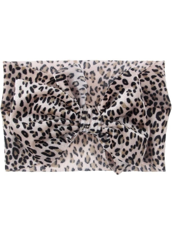 Nishine Nishine 5PCS Baby Girls Soft Wide Leopard Hair Turban Head Wraps Kids Stretchy Knotted Bows Headband for Children Hair Accessories Infant Headwraps  - Image 4