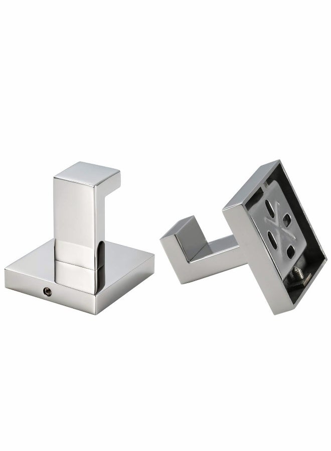 Bathroom Hooks, Towel Robe/Coat Clothes Hook Chrome Polished Stainless Steel Square Hanger Wall Hooks Heavy Duty for Bath Kitchen Bedroom Garage Hotel Wall Mounted, 2 Pack - Image 4