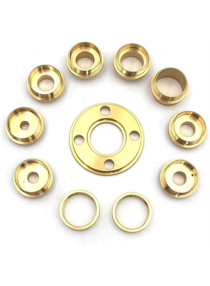GGOOT DCT Brass Router Template Guides Bushing Set,11Pcs Brass Template Guide Kit With Lock Nuts Axle Sleeve,  Router Bases or Router Insert Plates - Image 2
