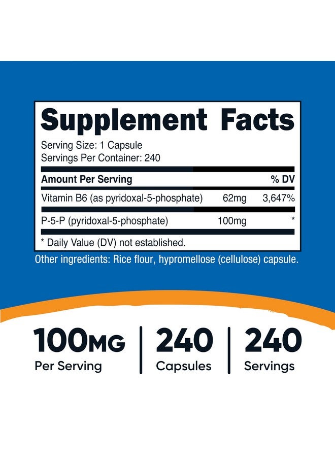 مكمل غذائي Nutricost P5P فيتامين ب6 بتركيز 100 ملغ، 240 كبسولة (بيريدوكسال-5-فوسفات) - مناسب للنباتيين، غير معدل وراثيًا، وخالي من الغلوتين - Image 2