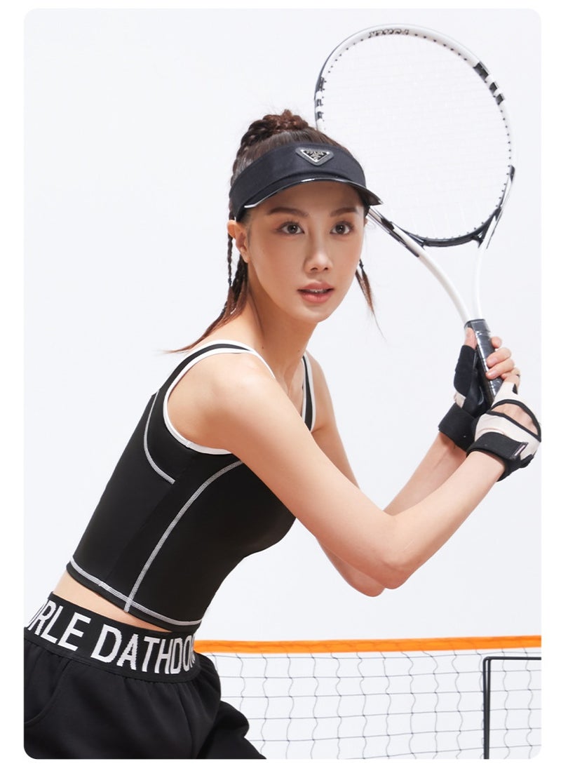 كوينج Mermaid Curve Tight Fit Yoga Vest for Women, Contrast Color I-Back Sports Bra Padded Outerwear Fitness Top  Naked Feel Gym - Image 2