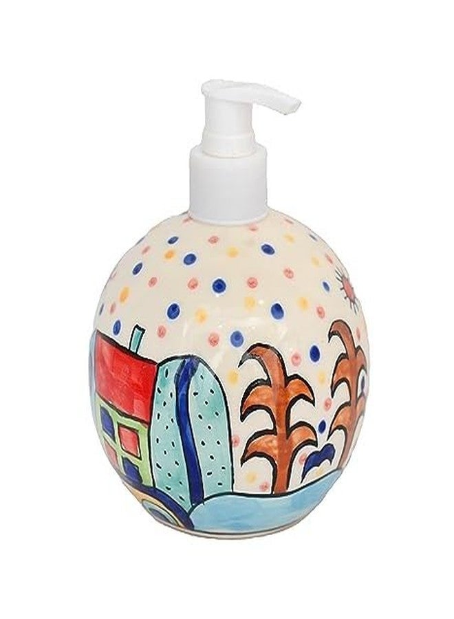 Skywalk Hand Painted Ceramic Liquid Soap Dispenser for Bathroom and Kitchen 250 Ml SWKA-1257