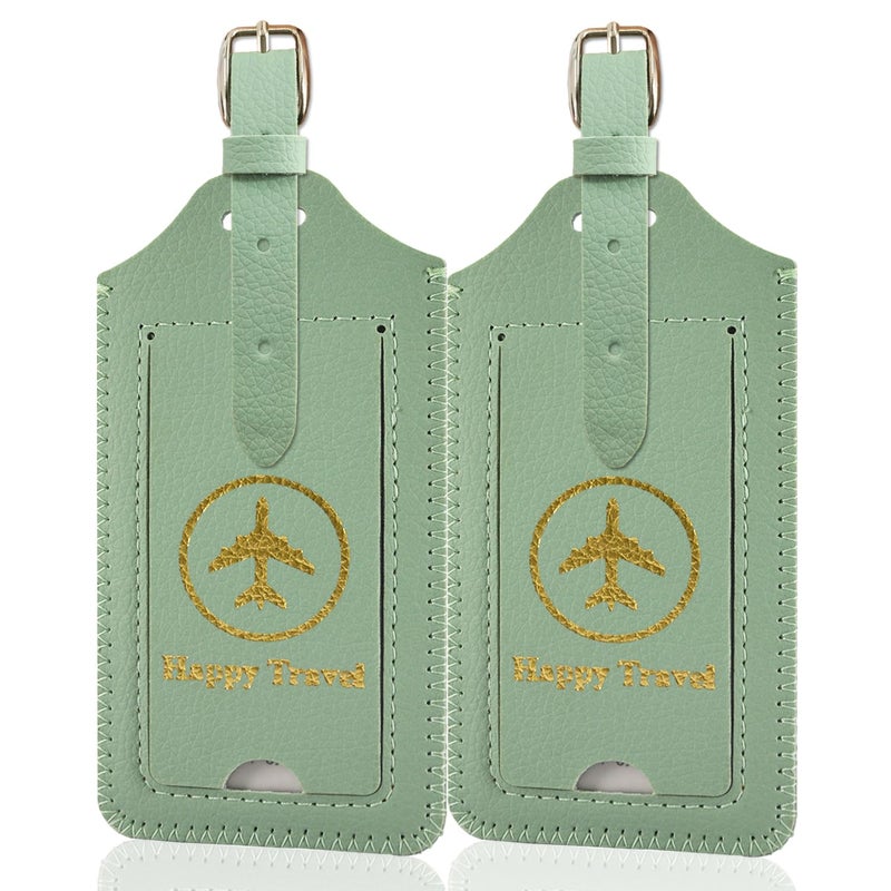 ACdream Luggage Tags 2 Pack, Leather Suitcase Tags Identifiers, Cute Cruise ID Labels with Privacy Cover fits on Backpack, Travel Bag, for Women, Men, Adults, Kids, Royal Blue Glitter - Image 1