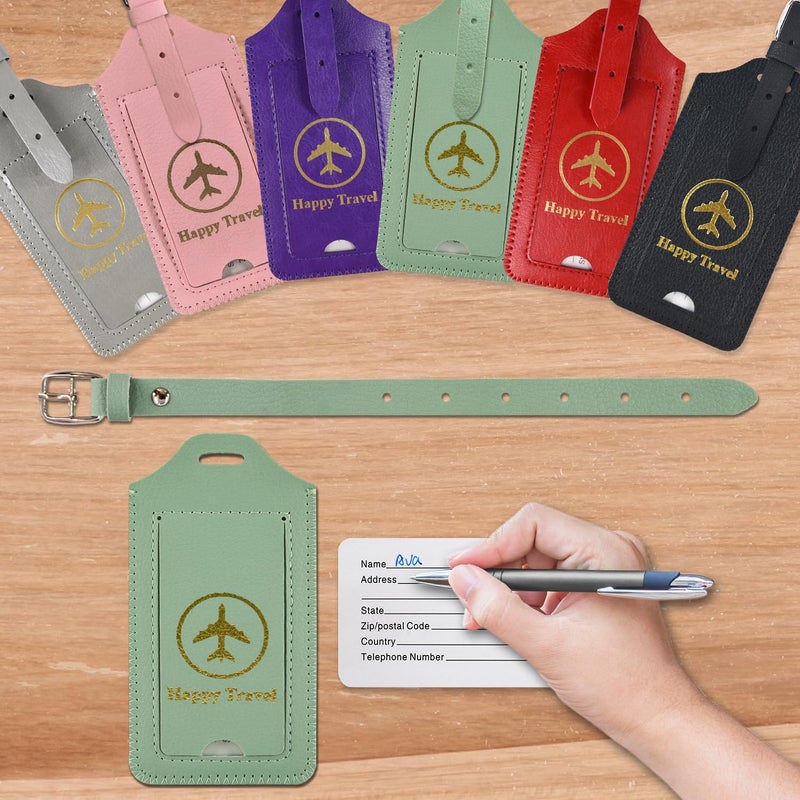 ACdream Luggage Tags 2 Pack, Leather Suitcase Tags Identifiers, Cute Cruise ID Labels with Privacy Cover fits on Backpack, Travel Bag, for Women, Men, Adults, Kids, Royal Blue Glitter - Image 2