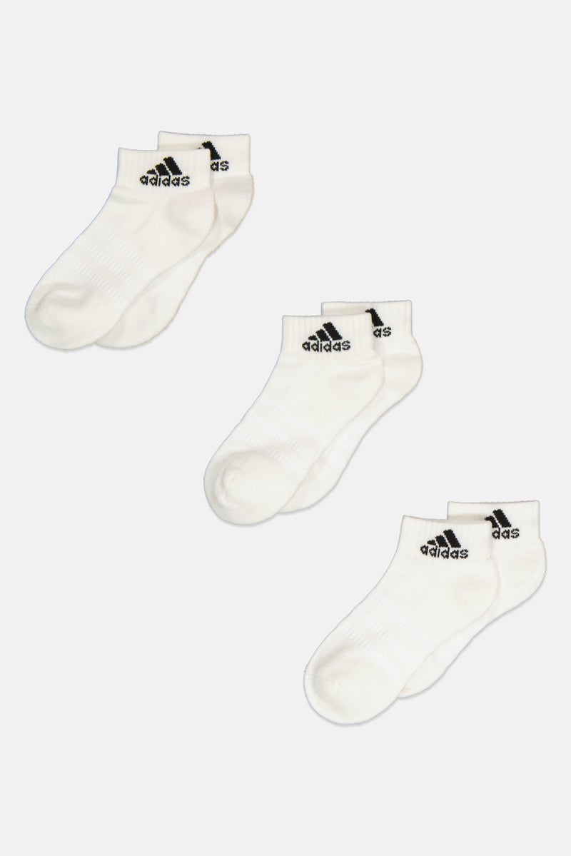 Adidas Kids Boy 3 Pairs Cushioned Crew Socks, White - Image 1