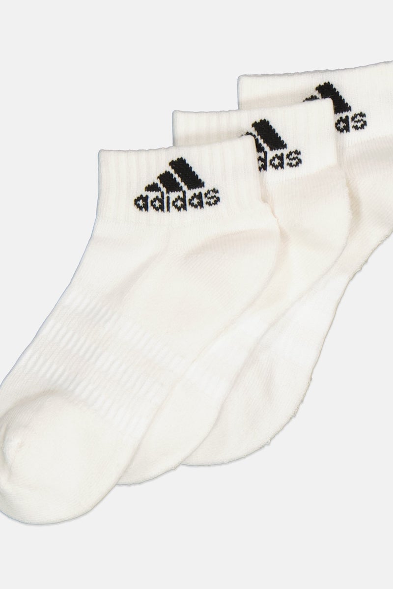 Adidas Kids Boy 3 Pairs Cushioned Crew Socks, White - Image 2