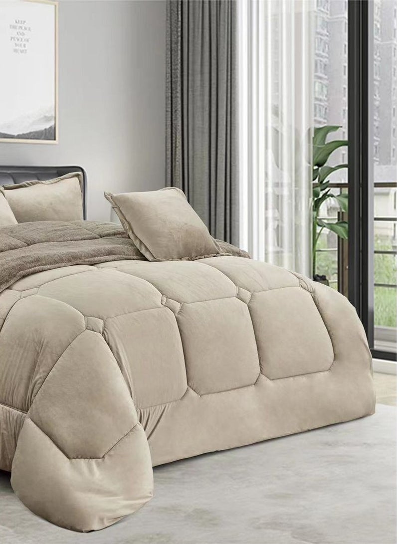 مينج لي مفرش ملكي 6 قطع نفرين شتوي وجهين وجه مخمل وجه فرو مقاس كينج 220x240 سم ا - Image 2