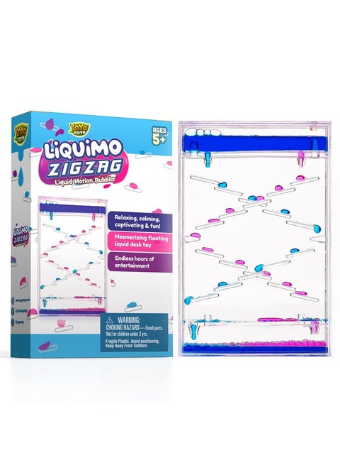 Liquimo Liquid Zig Zag Motion Bubbler For Kids And Adults - Satisfying Toys For Calming Stress And Anxiety Relief - Fidget Dropping Toy Can Be Used As Colorful Office Desk Toy Timer