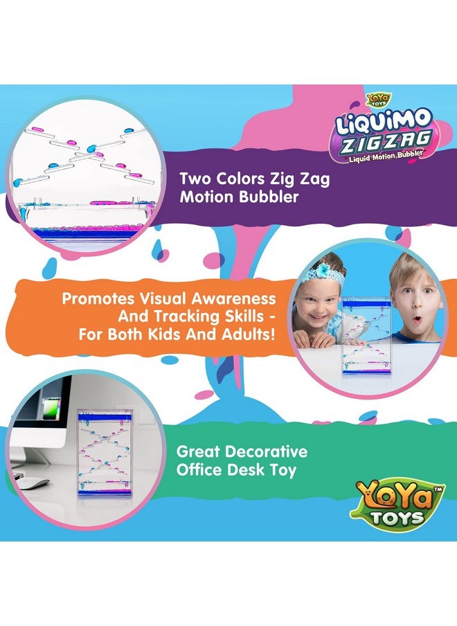 YoYa Toys - Liquimo Liquid Zig Zag Motion Bubbler For Kids And Adults - Satisfying Toys For Calming Stress And Anxiety Relief - Fidget Dropping Toy Can Be Used As Colorful Office Desk Toy Timer - Image 1