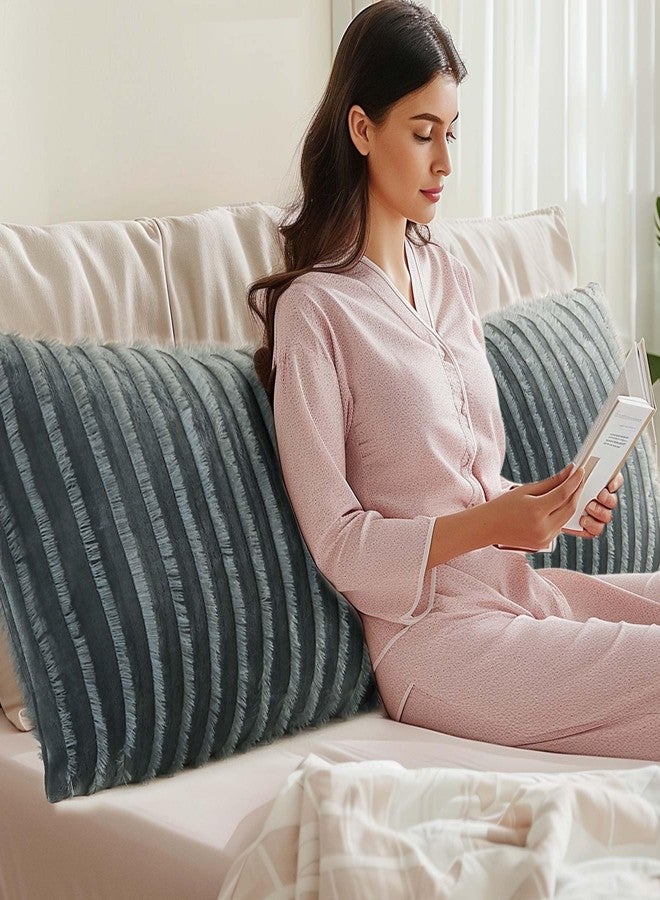 BEDELITE Body Pillow Cover with Zipper Closure, Decorative Boho Fleece Pillowcase 20 x 54 Inches, Luxury Fluffy Plush Long Body Pillow Pillowcase for All Seasons(Dark Grey-Boho) - Image 5