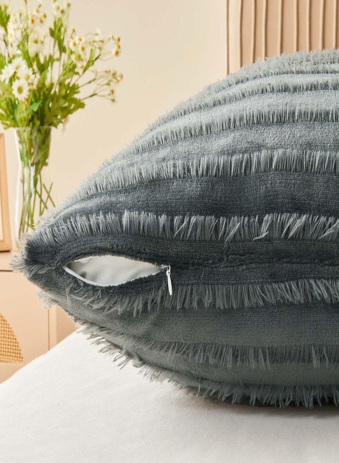 BEDELITE Body Pillow Cover with Zipper Closure, Decorative Boho Fleece Pillowcase 20 x 54 Inches, Luxury Fluffy Plush Long Body Pillow Pillowcase for All Seasons(Dark Grey-Boho) - Image 4