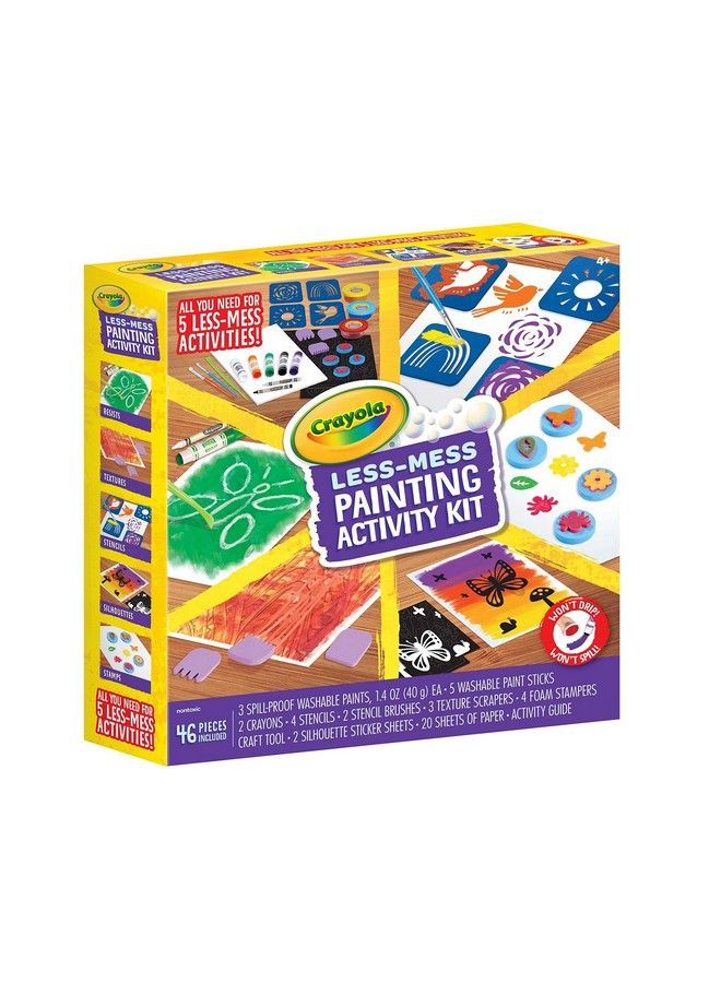 Crayola Less Mess Painting Activity Kit (46Pcs) Kids Art Set Washable Kids Paints Gifts For Kids Ages 4+ - Image 4