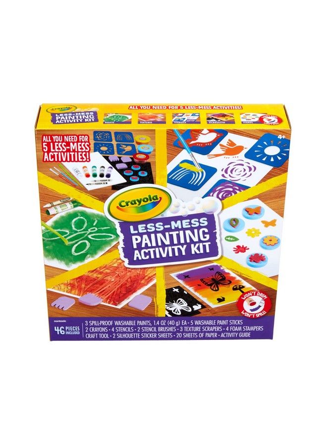 Crayola Less Mess Painting Activity Kit (46Pcs) Kids Art Set Washable Kids Paints Gifts For Kids Ages 4+ - Image 3