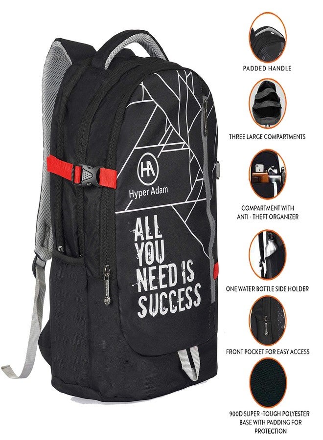 Hyper Adam Success 35 L Polyester Wild Casual Anti-Theft Backpack with 3 Large Compartment (Black) - Image 2