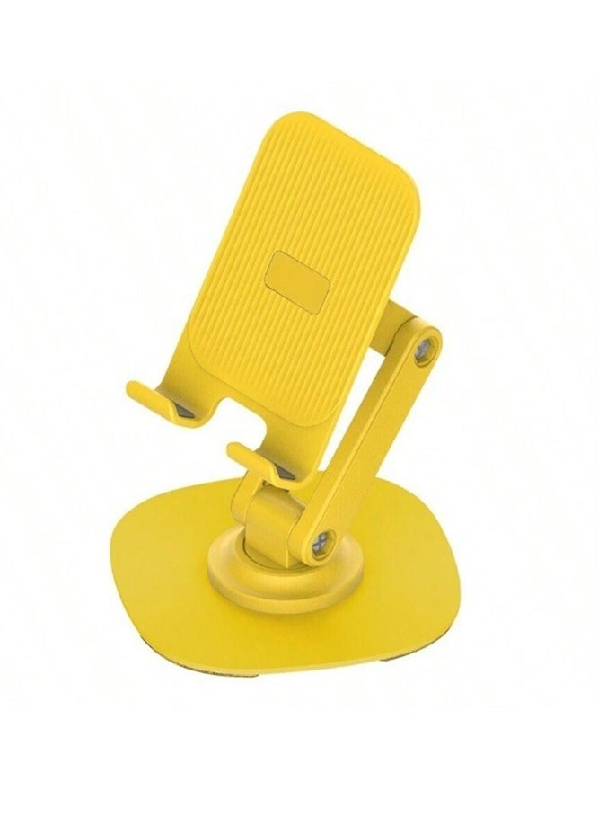 Phone Holder for Desk 360°Rotating , Portable & Foldable Cell Phone Stand for Office & Kitchen, Adjustable Tablet Stand for All Mobile Phones - Yellow - Image 1