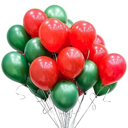 GIRLYZ ATTIRE 100 PCS Merry Christmas Balloons Red and Green Balloons Balloons for Christmas Themed Party Decorations - Image 1