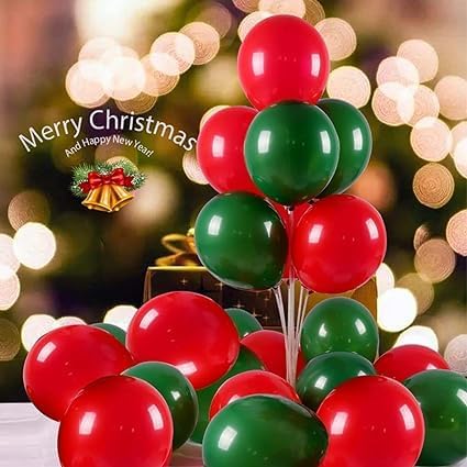 GIRLYZ ATTIRE 100 PCS Merry Christmas Balloons Red and Green Balloons Balloons for Christmas Themed Party Decorations - Image 4