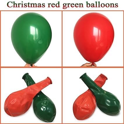 GIRLYZ ATTIRE 100 PCS Merry Christmas Balloons Red and Green Balloons Balloons for Christmas Themed Party Decorations - Image 5