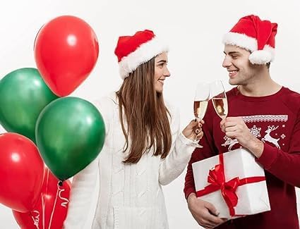 GIRLYZ ATTIRE 100 PCS Merry Christmas Balloons Red and Green Balloons Balloons for Christmas Themed Party Decorations - Image 3