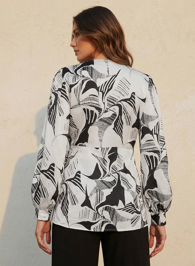 Iconic Relaxed Fit Printed Wrap Top - Image 4