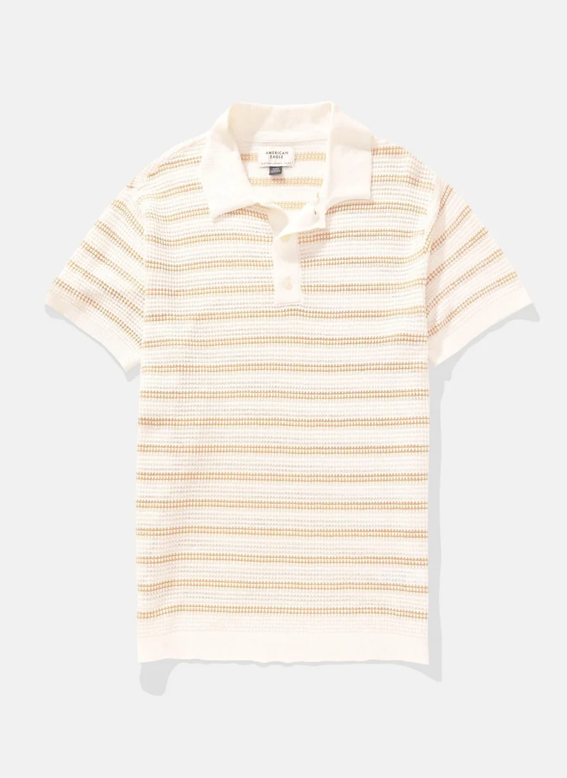 American Eagle Stripe Detail Collar Polo Shirt