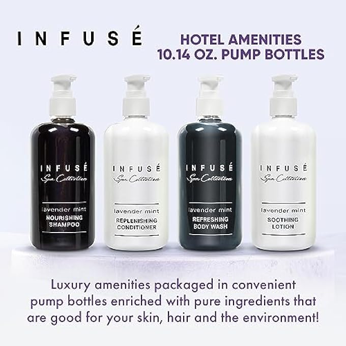 1-Shoppe All-in-Kit INFUSE LAVENDER MINT SPA COLLECTION AMENITIES SET,10.14 OZ. PUMPS (1 OF EACH) SHAMPOO, CONDITIONER, HAND/BODY WASH, AND LOTION - Image 3