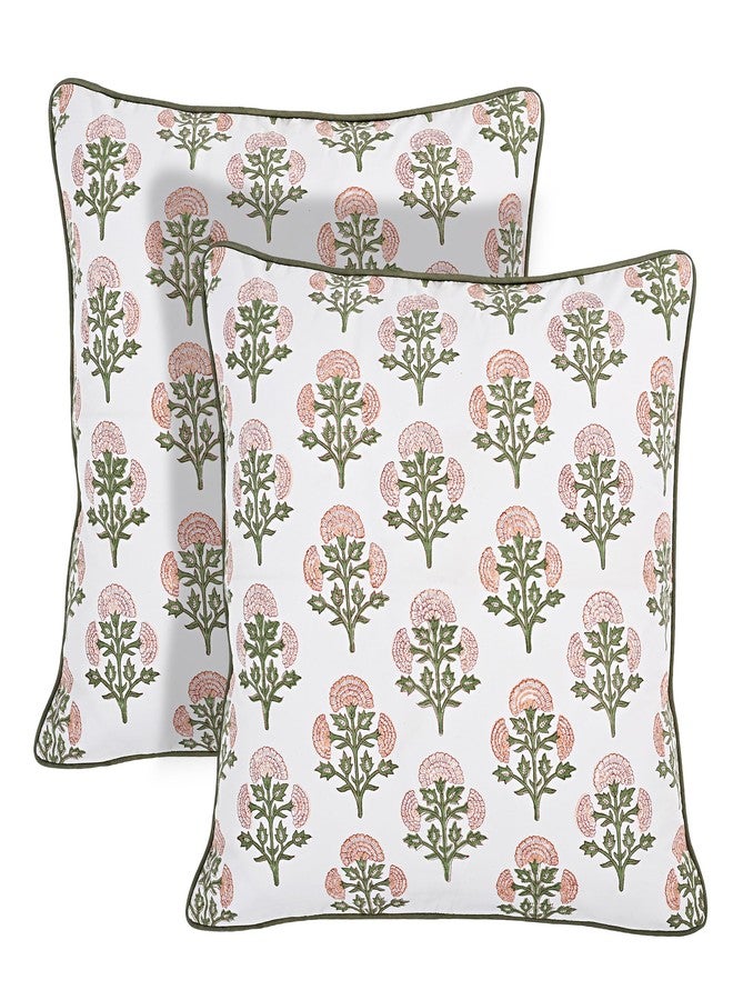 Ridhi Modern Farmhouse Pillow Covers Decorative Cotton Throw Pillow Covers Set of 2 Taupe Cushion Covers with Piping for Couch Sofa Bed Living Room Spring Home Decor 18x18 - Image 3
