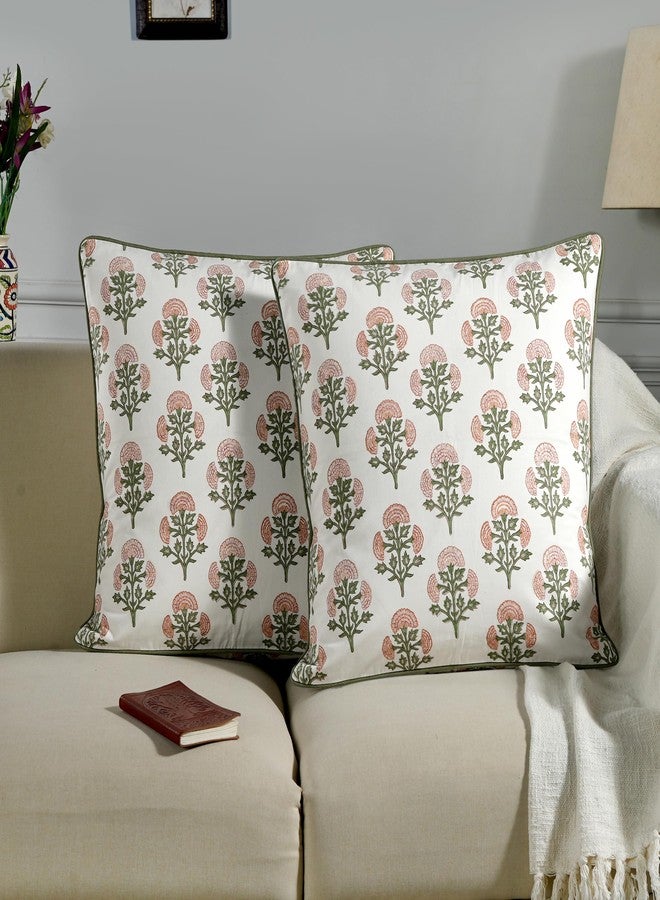 Ridhi Modern Farmhouse Pillow Covers Decorative Cotton Throw Pillow Covers Set of 2 Taupe Cushion Covers with Piping for Couch Sofa Bed Living Room Spring Home Decor 18x18 - Image 1