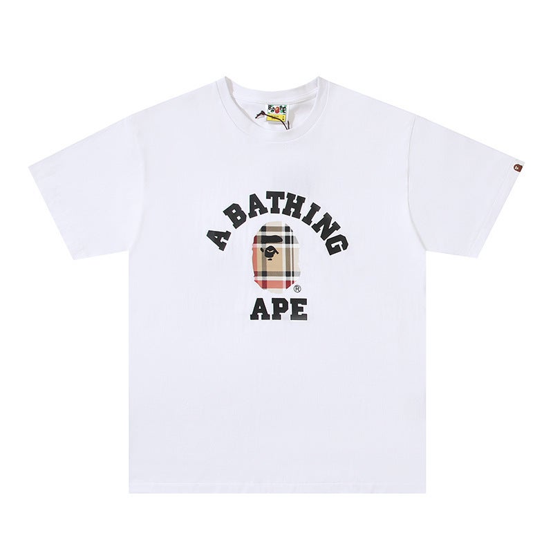 250 Grams Weight Correct Version Of The Tide Brand Bape Short Sleeve T-Shirt Men And Women Couples Loose Ape Head Half Sleeve - Image 1