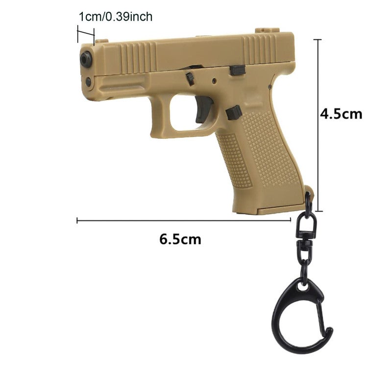 Miniature Glock45 Replica Keyring: 1:4 Scale, 2.6 * 1.8 * 0.4 Inches, 0.63 Ounces - Realistic Functional Trigger Clicks, Removable Magazine, Durable Engineering Plastic for Car Keys, Collectibles, Gif - Image 2