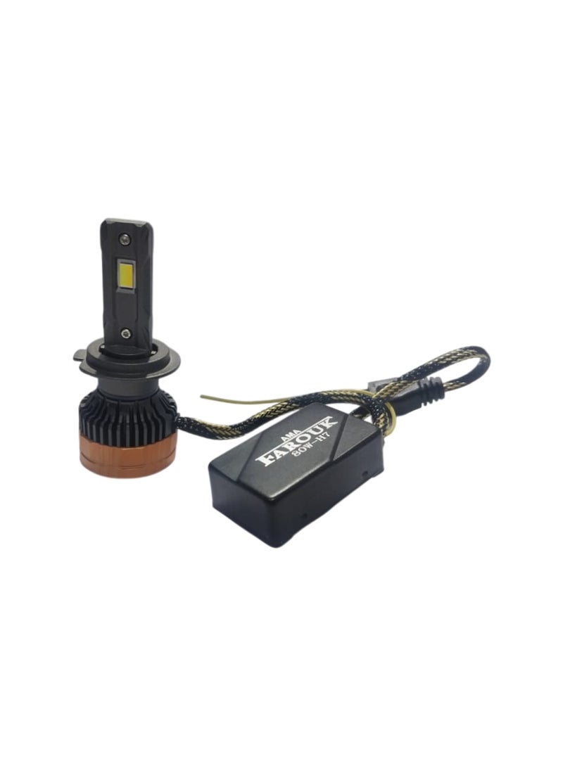 Farouk طقم مصابيح أمامية للسيارة A6 H7 LED مع جهاز تحكم عن بعد، سطوع أقصى 7000 لومن - Image 4