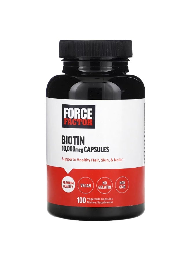 Force Factor Biotin, 10,000 mcg, 100 Vegetable Capsules - Image 1