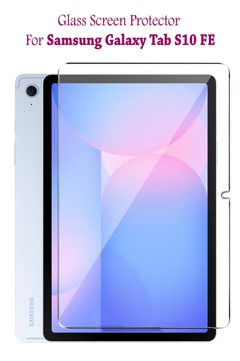 واقي شاشة من الزجاج المقوى عالي الدقة مقاوم للخدش وخالٍ من الفقاعات وسهل التركيب لجهاز Samsung Galaxy Tab S10 FE - Image 1