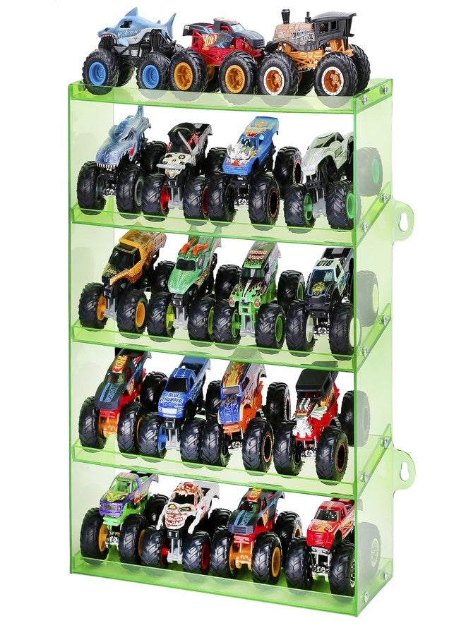 KISLANE Assembly Monster Trucks Display Case Holding for 20 Monster Trucks Acrylic Storage Case 5 Tiers Monster Trucks Organizer with Tilted Design, Display Case for Toy Trucks (Green) - Image 1