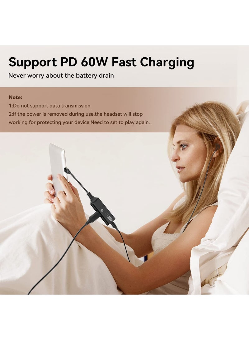 Barakah USB C to 3.5mm Headphone and Charger Adapter, Type C Headphone Adapter, 2-in-1 USB C to AUX Mic Jack with PD 60W Fast Charging, Compatible with Samsung Galaxy S22/S23 Ultra/Note20, Pixel 6, iPad Pro - Image 5