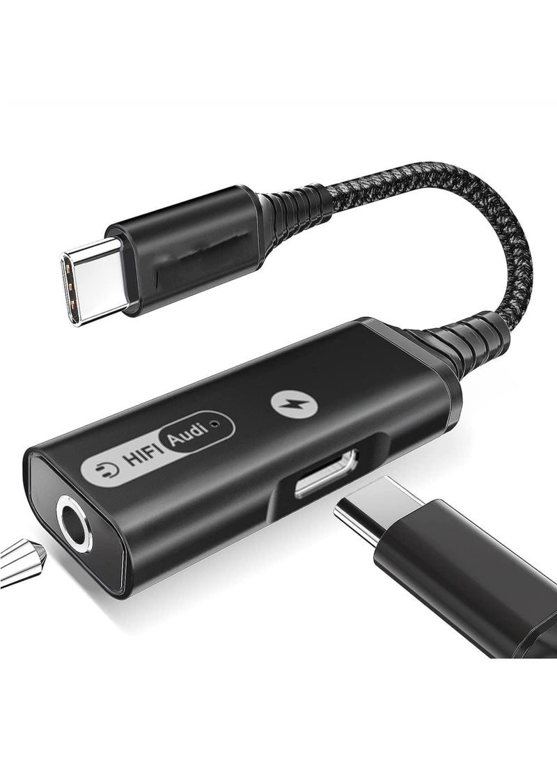 Barakah USB C to 3.5mm Headphone and Charger Adapter, Type C Headphone Adapter, 2-in-1 USB C to AUX Mic Jack with PD 60W Fast Charging, Compatible with Samsung Galaxy S22/S23 Ultra/Note20, Pixel 6, iPad Pro - Image 1