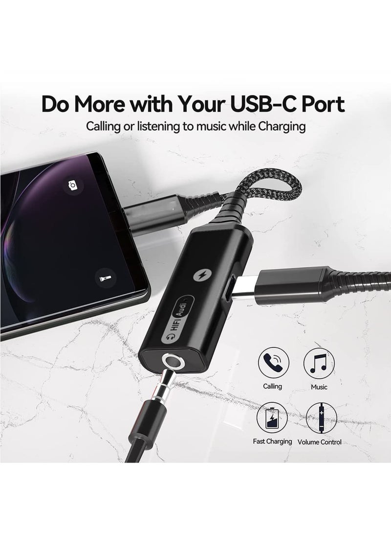 Barakah USB C to 3.5mm Headphone and Charger Adapter, Type C Headphone Adapter, 2-in-1 USB C to AUX Mic Jack with PD 60W Fast Charging, Compatible with Samsung Galaxy S22/S23 Ultra/Note20, Pixel 6, iPad Pro - Image 2