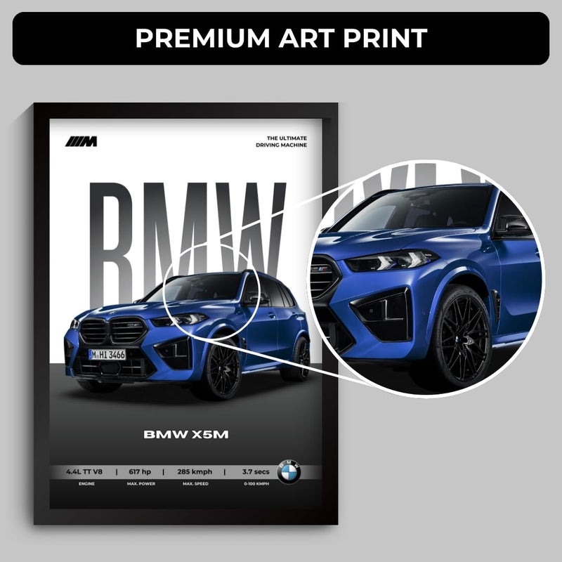 Funk You BMW X5 M Poster | Framed A4 Sized (31 x 23 cm) | SUV Posters for Wall, Gift for Boys | SuperSUV Frames | BMW Poster X5 Sportscar Frame | Car Posters for Wall, Bedroom, Hostel, Study Room - Image 4