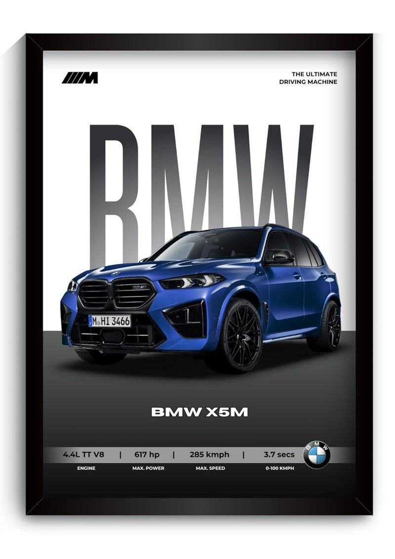 Funk You BMW X5 M Poster | Framed A4 Sized (31 x 23 cm) | SUV Posters for Wall, Gift for Boys | SuperSUV Frames | BMW Poster X5 Sportscar Frame | Car Posters for Wall, Bedroom, Hostel, Study Room - Image 1