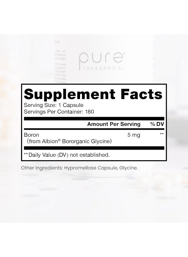 Pure Therapro Rx Bio Boron (Bororganic Glycine) 5mg Per Capsule / 180 Veg Caps - Image 2