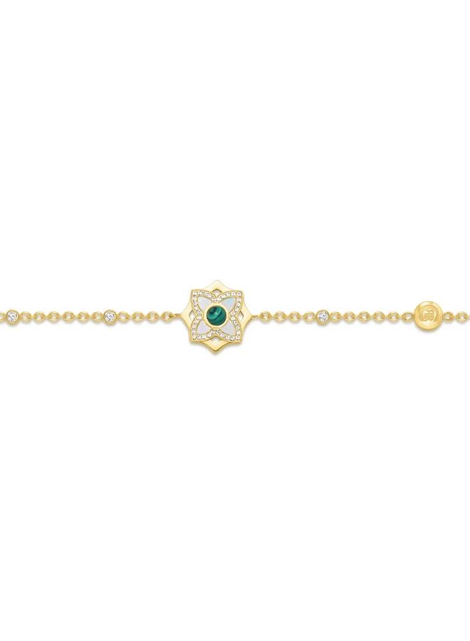 CERRUTI 1881 Ottavia Gold Plated Floral Mother of Pearl, Malachite and Crystal Bracelet for Women
