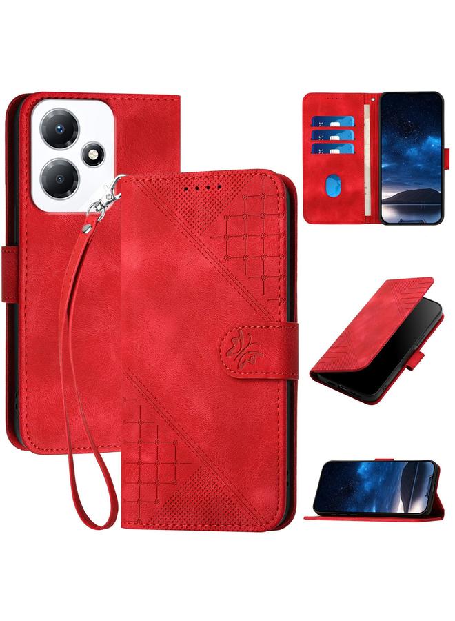 اس-توب جراب لهاتف Infinix Hot 30 Play / Hot 30 Play NFC Grid Butterfly منقوشة من الجلد مع حبل تعليق - Image 1