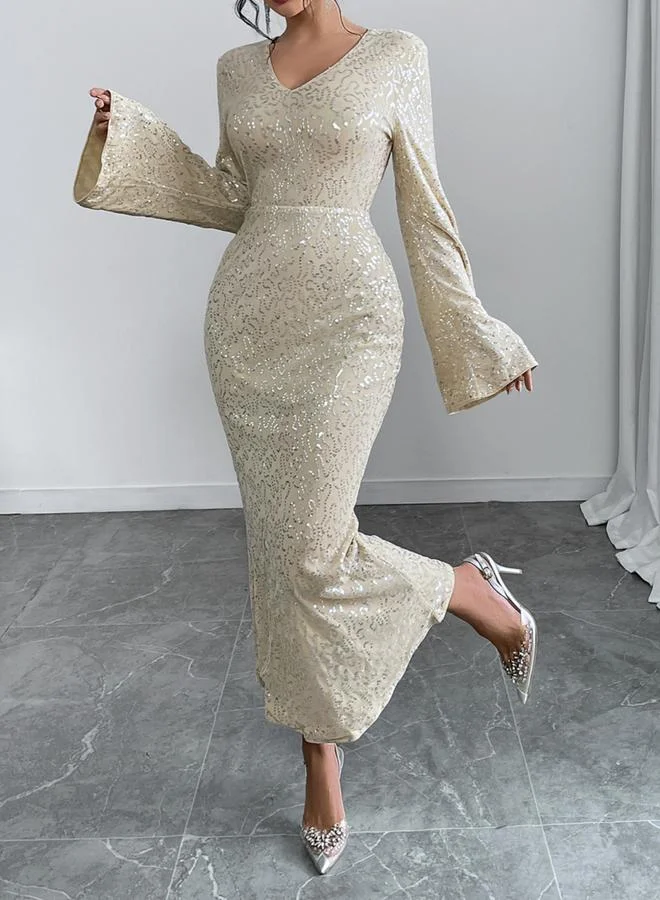 Take Two Take Two All Sequins Embellished Mermaid Hem Maxi Dress